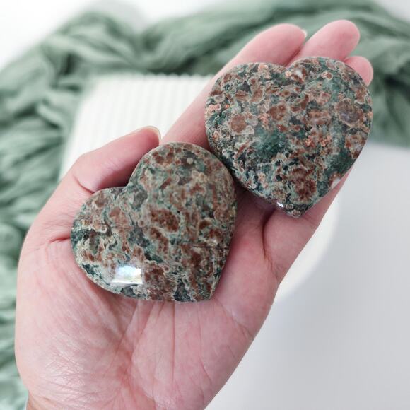 Sakura Jasper Heart Crystal Carving Healing Crystals - Picture 6 of 8